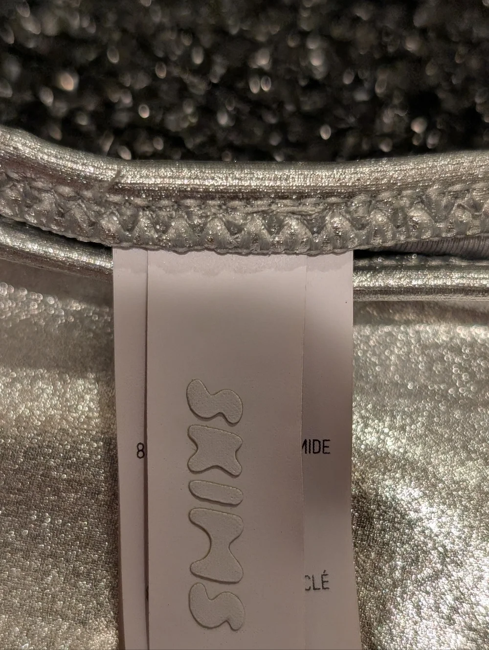 SKIMS Metallic Nikle Silver Tie-Side Bikini Bottom NWT XL
